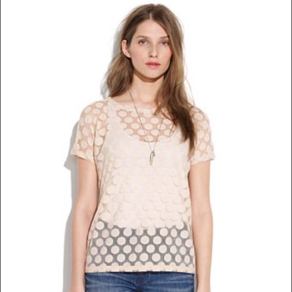 Madewell Sheer Shapes Tee - Polka Dot Nude / Pink